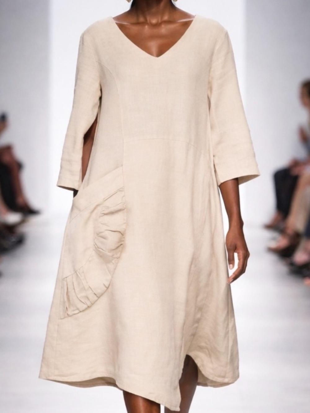 NWOT Cream A-Line Maxi Cotton 
Dress with Asymmetrical …